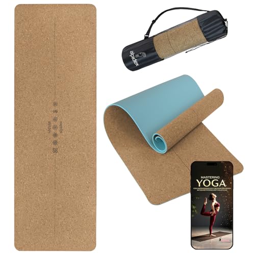ALPIDEX Kork Yogamatte 183 x 61 x 0.6 cm Fitness Pilates Matte Schadstofffrei rutschfest Tragetasche Hilfslinien Natürlicher Kork Yoga Mat, Mint ALPIDEX Kork Yogamatte 183 x 61 x 0.6 cm Fitness Pilates Matte Schadstofffrei rutschfest Tragetasche Hilfslinien Natürlicher Kork Yoga Mat, Mint von ALPIDEX