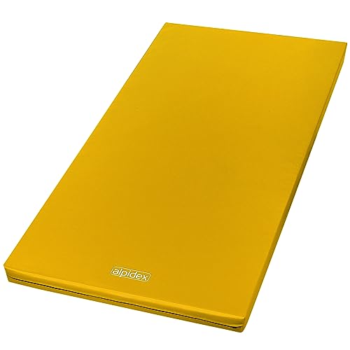 ALPIDEX Matte Turnmatte Sportmatte Gymnastikmatte 150 x 100 x 8 cm mit Antirutschboden RG 20 (sehr weich), Farbe:gelb von ALPIDEX