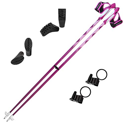 ALPIDEX Nordic Walking Stöcke Ultraleicht Fixlängenstöcke aus Carbon pink Verschiedene Längen inklusive Gummipuffer und Padhalter, Größe:100 cm, Farbe:Pink-Weiß von ALPIDEX