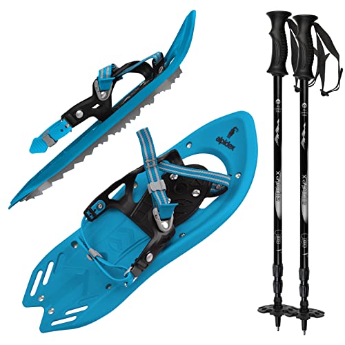 ALPIDEX Schneeschuh Kinder Schuhgröße 26 bis 38 bis 55 kg Optional Teleskopstöcke, Farbe:Schneeschlumpf mit Stöcken ALPIDEX Schneeschuh Kinder Schuhgröße 26 bis 38 bis 55 kg Optional Teleskopstöcke, Farbe:Schneeschlumpf mit Stöcken von ALPIDEX