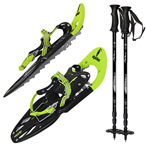 ALPIDEX Schneeschuhe 25 INCH Schuhgröße 38-45 bis 130 kg Steighilfe Tragetasche Optional Stöcke, Farbe:Lime mit Stöcken ALPIDEX Schneeschuhe 25 INCH Schuhgröße 38-45 bis 130 kg Steighilfe Tragetasche Optional Stöcke, Farbe:Lime mit Stöcken von ALPIDEX