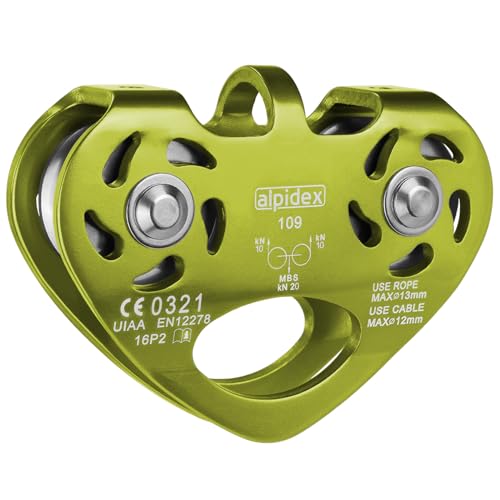 ALPIDEX Seilrolle Tandem Pulley Umlenkrolle Doppelseilrolle - geeignet für Stahlseile 8-12 mm Ø und Textilseile bis 13 mm Ø, Farbe:Lime ALPIDEX Seilrolle Tandem Pulley Umlenkrolle Doppelseilrolle - geeignet für Stahlseile 8-12 mm Ø und Textilseile bis 13 mm Ø, Farbe:Lime von ALPIDEX