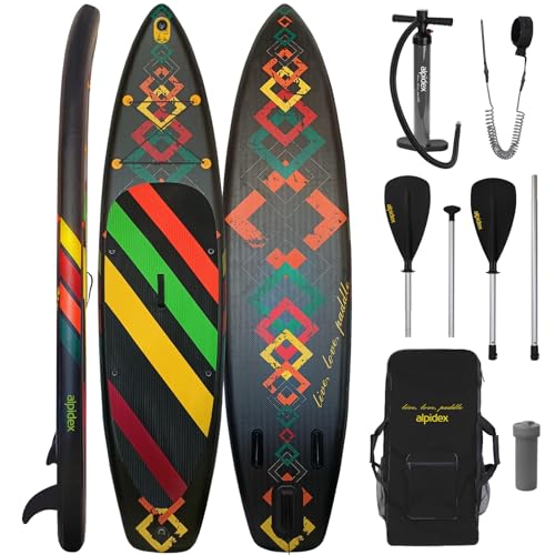 ALPIDEX Stand Up Paddle Set SUP 320 x 76 x 15 cm max. belastbar bis 200 kg Aufblasbar Stabil Leicht Komplett Set Tragetasche Paddel Finnen Luftpumpe Leash Repair Kit, Farbe:Black ALPIDEX Stand Up Paddle Set SUP 320 x 76 x 15 cm max. belastbar bis 200 kg Aufblasbar Stabil Leicht Komplett Set Tragetasche Paddel Finnen Luftpumpe Leash Repair Kit, Farbe:Black von ALPIDEX
