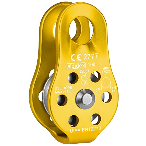 ALPIDEX Seilrolle Umlenkrolle 22 kN - Fix Pulley Flaschenzug - geeignet für Textilseile bis 13 mm Durchmesser - EN12278, Farbe:Gold ALPIDEX Seilrolle Umlenkrolle 22 kN - Fix Pulley Flaschenzug - geeignet für Textilseile bis 13 mm Durchmesser - EN12278, Farbe:Gold von ALPIDEX