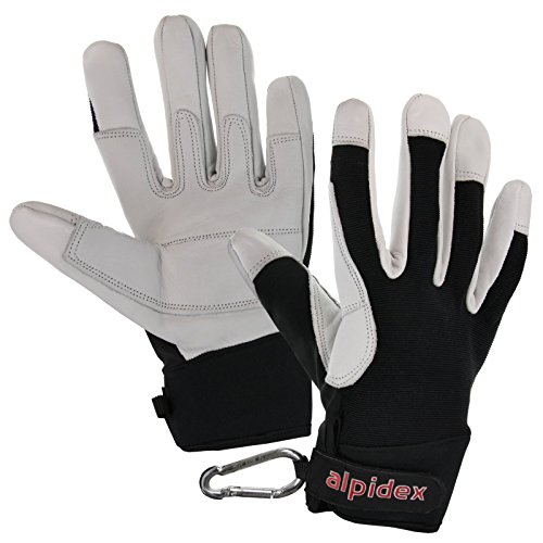 ALPIDEX Universal Allzweck Handschuhe aus Echtleder für Damen und Herren Multifunktional Klettersteig Hobby Garten, Größe:S, Farbe:Wild Black von ALPIDEX