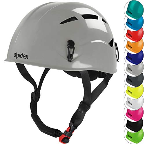 ALPIDEX Kletterhelm | Norm EN 12492 Kletterausrüstung Hartschalenhelm | Universal Passend | Robust | Klettersteighelm | Jugendliche | Erwachsene, Farbe:Pebble Grey von ALPIDEX