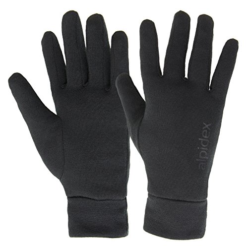 ALPIDEX Unterziehhandschuhe Innenhandschuhe Leichte Laufhandschuhe Dünne Warme Liner Winter Sport Handschuhe Innen Aufgeraut, Größe:L, Farbe:Black von ALPIDEX