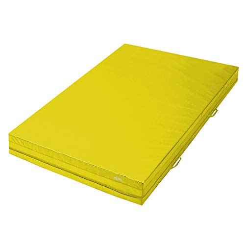 ALPIDEX Weichbodenmatte Matte Turnmatte Fallschutz 200 x 100 x 20 cm mit Anti-Rutschboden und Tragegriffen, Farbe:gelb von ALPIDEX