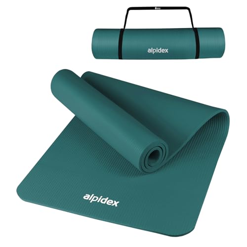 ALPIDEX Yogamatte 183 x 60 x 0.8 cm Phthalatfreie Fitness Matte Tragegurt Rutschfest Gymnastik Turnen Pilates Sport Physio HiiT Yoga Trainingsmatte Isomatte Hautfreundlich, Farbe:Petrol von ALPIDEX