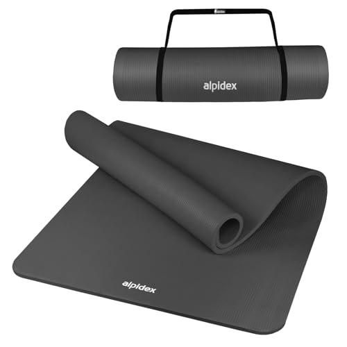 ALPIDEX Yogamatte Extra Dick 1,5cm Gymnastikmatte 3 Verschiedene Größen Rutschfest Phthalatfrei Fitness Matte Turnen Pilates Sport Physio HiiT Yoga Isomatte, Farbe:Anthracite, Maße:190 x 100 x 1.5 cm von ALPIDEX