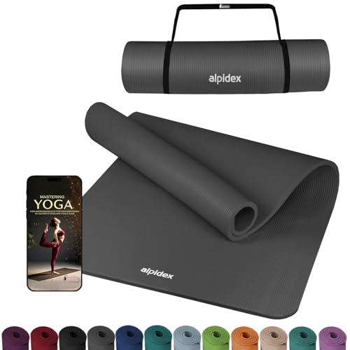 ALPIDEX Yogamatte Extra Dick 1,5cm Gymnastikmatte 3 Verschiedene Größen Rutschfest Phthalatfrei Fitness Matte Turnen Pilates Sport Physio HiiT Yoga Isomatte, Farbe:Anthracite, Maße:190 x 60 x 1.5 cm von ALPIDEX