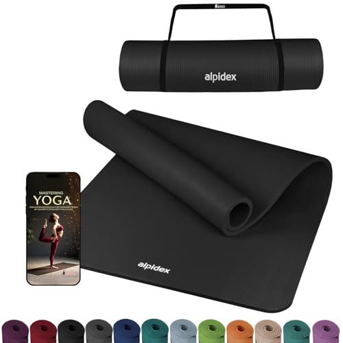 ALPIDEX Yogamatte Extra Dick 1,5cm Gymnastikmatte 3 Verschiedene Größen Rutschfest Phthalatfrei Fitness Matte Turnen Pilates Sport Physio HiiT Yoga Isomatte, Farbe:Black, Maße:190 x 100 x 1.5 cm von ALPIDEX