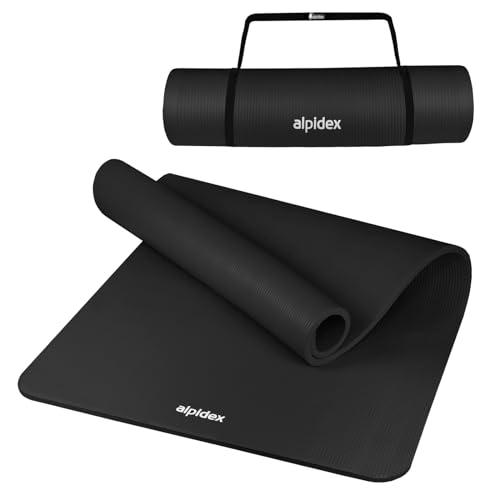 ALPIDEX Yogamatte Extra Dick 1,5cm Gymnastikmatte 3 Verschiedene Größen Rutschfest Phthalatfrei Fitness Matte Turnen Pilates Sport Physio HiiT Yoga Isomatte, Farbe:Black, Maße:190 x 60 x 1.5 cm von ALPIDEX