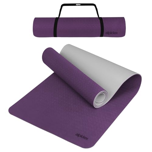 ALPIDEX Yogamatte Rutschfest 190 x 61 x 0.6 cm | 190 x 90 x 0.6 cm Phthalatfreie Fitness TPE Matte Gymnastik Turnen Pilates Sport Yoga Trainingsmatte Isomatte, Berry/Light Grey, 190 x 61 x 0.6 cm von ALPIDEX