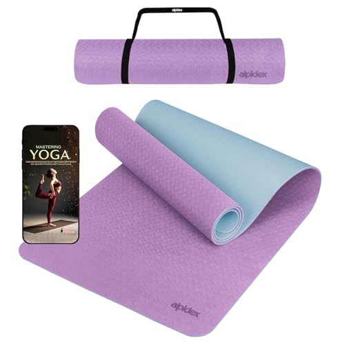 ALPIDEX Yogamatte Rutschfest 190 x 61 x 0.6 cm | 190 x 90 x 0.6 cm Phthalatfreie Fitness TPE Matte Gymnastik Turnen Pilates Sport Yoga Trainingsmatte Isomatte, Lavender/Ice Blue, 190 x 90 x 0.6 cm von ALPIDEX