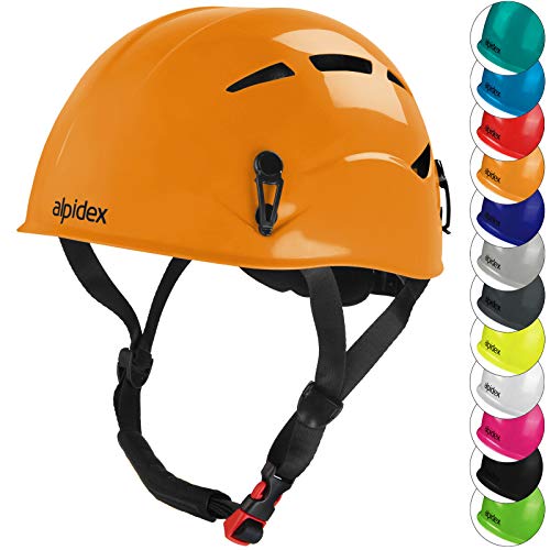 ALPIDEX Universal Kletterhelm für Jugendliche und Erwachsene EN12492 Klettersteighelm in unterschiedlichen Farben, Farbe:Sunset orange von ALPIDEX