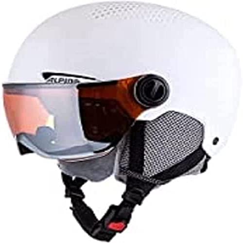 ALPINA ARBER VISOR Q-LITE - Hochwertiger & Leichter Skihelm Mit Kontrastverstärkendem Visier Für Erwachsene, white matt, 51-55 cm von ALPINA