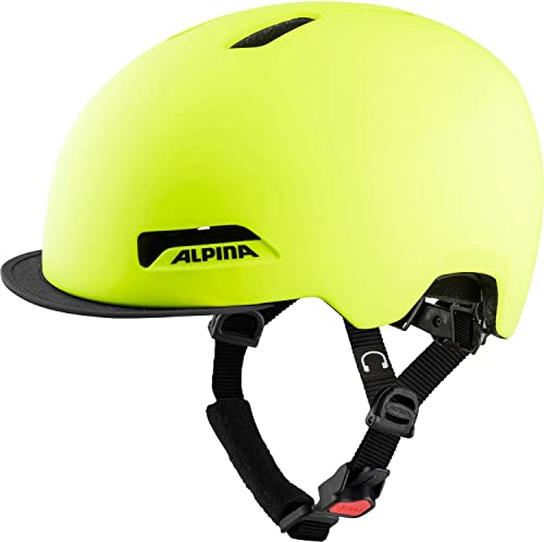 ALPINA BROOKLYN - Beleuchteter, Robuster und Komfortabler Urban Fahrradhelm Mit LED-Licht Für Erwachsene, be visible matt, 52-57 cm von ALPINA