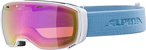ALPINA ESTETICA Q - Verspiegelte, Kontrastverstärkende & Polarisierte OTG Skibrille Mit 100% UV-Schutz Für Erwachsene, white-slyblue, One Size von ALPINA