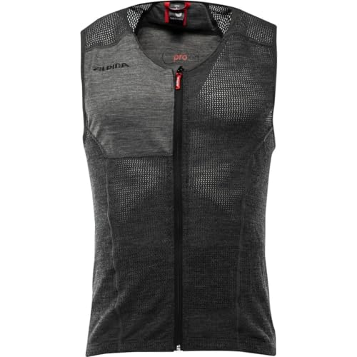 ALPINA PROLAN MEN VEST - Flexibler, Atmungsaktiver & Individuell Einstellbarer Rückenprotektor aus Schafswolle Für Herren, dark grey, S von ALPINA