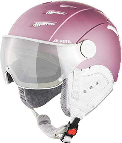 ALPINA JUMP 2.0 Q-LITE - Sicherer, Stoßabsorbierender & Indiv. Anpassbarer Skihelm Mit Kontrastverstärkendem Visier Für Erwachsene, berry-white matt, 59-61 cm von ALPINA