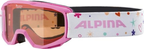 ALPINA PINEY - Beschlagfreie, Extrem Robuste & Bruchsichere Skibrille Mit 100% UV-Schutz Für Kinder, rose-rose, One Size von ALPINA