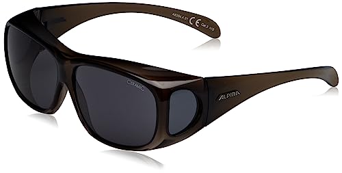 ALPINA OVERVIEW - Verzerrungsfreie und Bruchsichere OTG Sonnenbrille Mit 100% UV-Schutz Für Erwachsene, black transparent gloss, One Size von ALPINA
