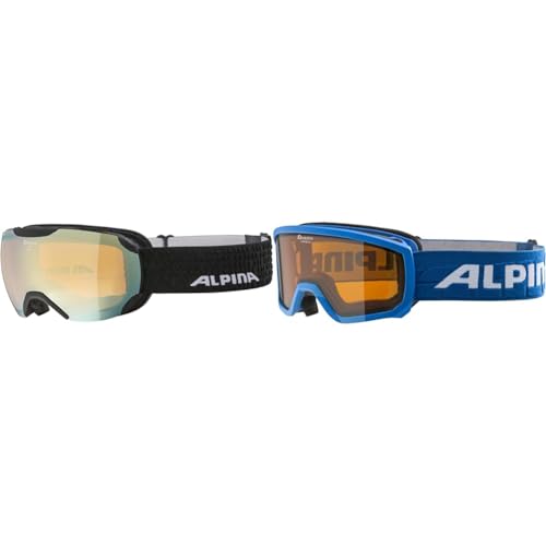 ALPINA PHEOS S Q-LITE - Verspiegelte & SCARABEO JR. - Beschlagfreie, Extrem Robuste & Bruchsichere OTG Skibrille Mit 100% UV-Schutz Für Kinder, lightblue, One Size von ALPINA