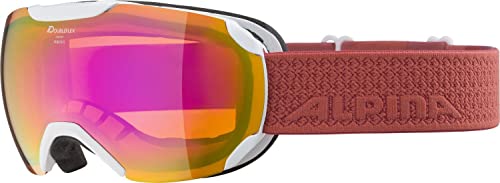 ALPINA PHEOS S Q-LITE - Verspiegelte, Kontrastverstärkende Skibrille Mit 100% UV-Schutz Für Erwachsene, white-coral, One Size von ALPINA