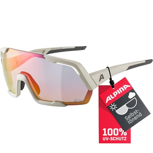 ALPINA ROCKET QV - Kontrastverstärkende, Selbsttönende & Beschlagfreie Sport- & Fahrradbrille Mit 100% UV-Schutz Für Erwachsene, cool-grey matt, One Size von ALPINA