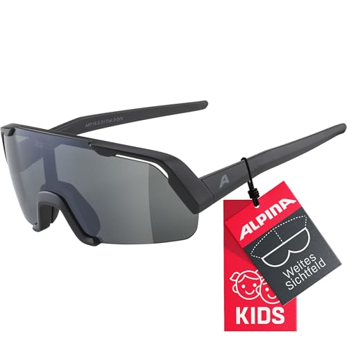 ALPINA ROCKET YOUTH - Verspiegelte und Bruchsichere Sport- & Fahrradbrille Mit 100% UV-Schutz Für Kinder, black matt, One Size von ALPINA