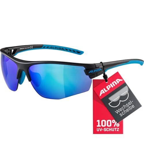 ALPINA TRI-SCRAY 2.0 HR - Indiv. Anpassbare, Bruchsichere Wechselscheiben Sport- & Fahrradbrille Mit 100% UV-Schutz Für Erwachsene, black matt-cyan, One Size ALPINA TRI-SCRAY 2.0 HR - Indiv. Anpassbare, Bruchsichere Wechselscheiben Sport- & Fahrradbrille Mit 100% UV-Schutz Für Erwachsene, black matt-cyan, One Size von ALPINA