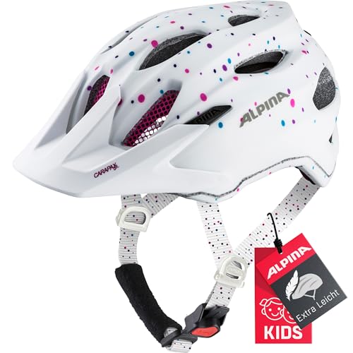 ALPINA CARAPAX JR. - Leichter, Robuster & Sicherer Fahrradhelm Mit Fliegennetz & Optionalen LED-Licht Für Kinder, white polka dots, 51-56 cm ALPINA CARAPAX JR. - Leichter, Robuster & Sicherer Fahrradhelm Mit Fliegennetz & Optionalen LED-Licht Für Kinder, white polka dots, 51-56 cm von ALPINA