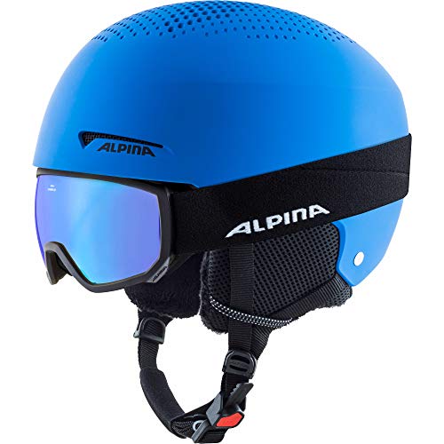 ALPINA ZUPO SET (+SCARABEO JR) - Hochwertiges, Sicheres & Robustes Set aus Skibrille & Skihelm Für Kinder, blue matt, 48-52 cm von ALPINA