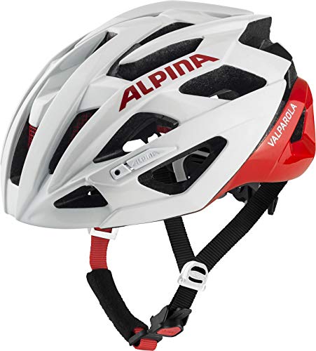 ALPINA VALPAROLA - Stoßabsorbierender, Optimal Klimatisierter & Leichter Fahrradhelm Mit Antibakteriellen Polstern Für Erwachsene, white-red gloss, 51-56 cm von ALPINA