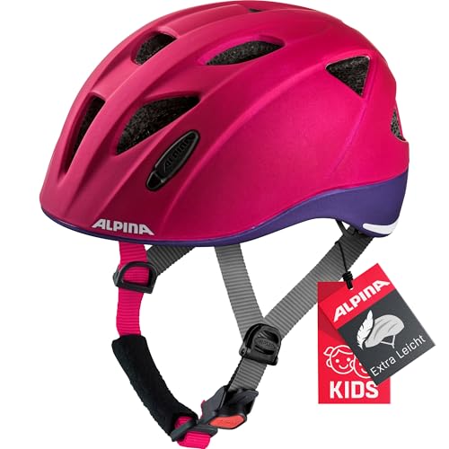 ALPINA XIMO L.E. - Leichter, Sicherer & Bruchfester Fahrradhelm Mit Optionalen LED-Licht Für Kinder, deeprose-violet matt, 49-54 cm von ALPINA