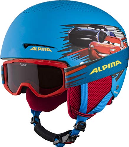 ALPINA ZUPO DISNEY SET - Hochwertiges, Sicheres & Exklusives Disney Set aus Skibrille & Skihelm Für Kinder, Cars, 48-52 cm von ALPINA