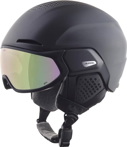 Alpina Alto QuattroVario Visier Skihelm (55-59 cm, 32 black matt (cobalt green)) von ALPINA