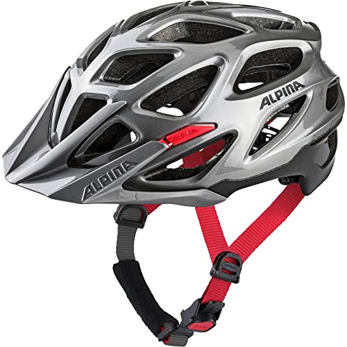 Alpina Sports Unisex – Erwachsene Thunder 3.0 Fahrradhelm, darksilver-black-red gloss, 52-57 EU von ALPINA