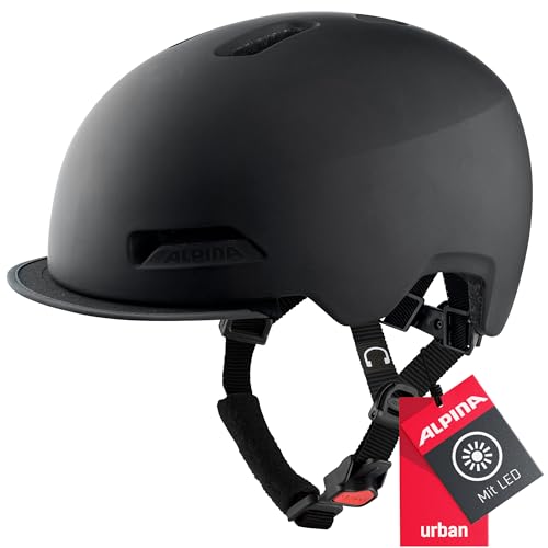 ALPINA BROOKLYN - Beleuchteter, Robuster und Komfortabler Urban Fahrradhelm Mit LED-Licht Für Erwachsene, black matt, 52-57 cm ALPINA BROOKLYN - Beleuchteter, Robuster und Komfortabler Urban Fahrradhelm Mit LED-Licht Für Erwachsene, black matt, 52-57 cm von ALPINA