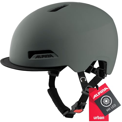 Alpina Brooklyn - Beleuchteter, Robuster und Komfortabler Urban Fahrradhelm Mit LED-Licht Für Erwachsene, Coffee-Grey matt, 52-57 cm Alpina Brooklyn - Beleuchteter, Robuster und Komfortabler Urban Fahrradhelm Mit LED-Licht Für Erwachsene, Coffee-Grey matt, 52-57 cm von ALPINA