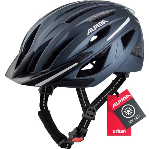 ALPINA HAGA - Stoßabsorbierender, Sicherer & Optimal Anpassbarer Urban Fahrradhelm Mit Integriertem LED-Licht Für Erwachsene, Indigo matt, M (51-56 cm) ALPINA HAGA - Stoßabsorbierender, Sicherer & Optimal Anpassbarer Urban Fahrradhelm Mit Integriertem LED-Licht Für Erwachsene, Indigo matt, M (51-56 cm) von ALPINA