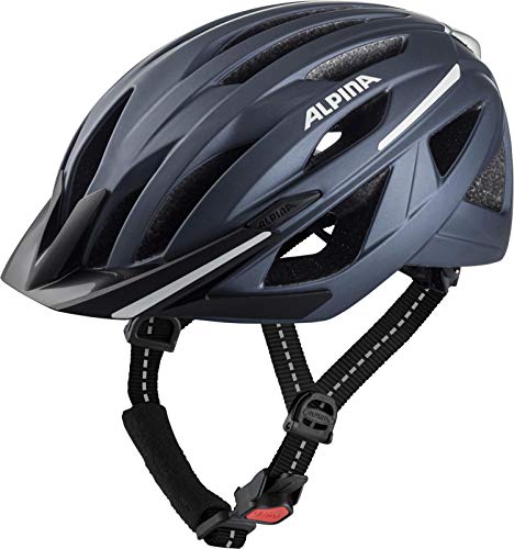 ALPINA HAGA - Stoßabsorbierender, Sicherer & Optimal Anpassbarer Urban Fahrradhelm Mit Integriertem LED-Licht Für Erwachsene, indigo matt, 58-63 cm von ALPINA