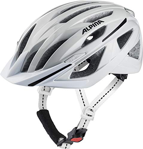 ALPINA HAGA - Stoßabsorbierender, Sicherer & Optimal Anpassbarer Urban Fahrradhelm Mit Integriertem LED-Licht Für Erwachsene, white gloss, 55-59 cm von ALPINA