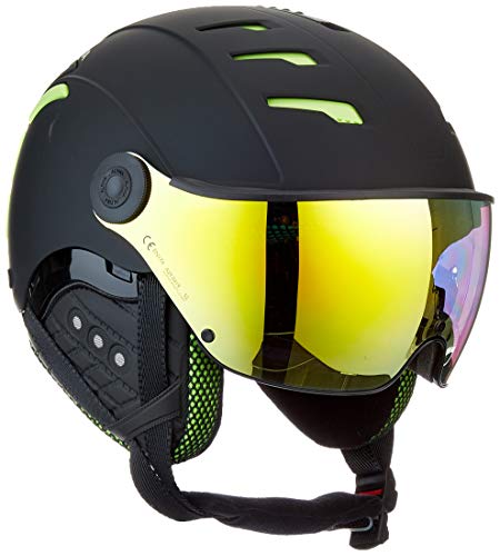 ALPINA JUMP 2.0 Q-LITE - Sicherer, Stoßabsorbierender & Indiv. Anpassbarer Skihelm Mit Kontrastverstärkendem Visier Für Erwachsene, black-lime matt, 52-54 cm von ALPINA