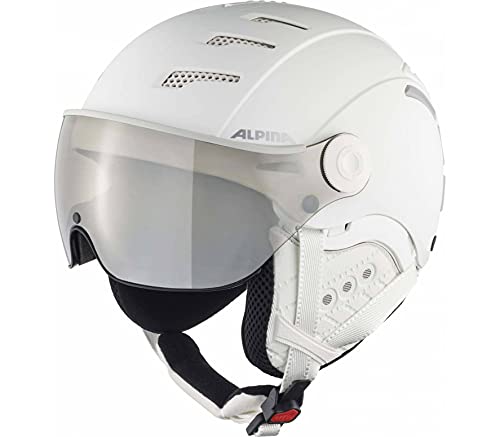 ALPINA JUMP 2.0 Q-LITE - Sicherer, Stoßabsorbierender & Indiv. Anpassbarer Skihelm Mit Kontrastverstärkendem Visier Für Erwachsene, white matt, 59-61 cm von ALPINA