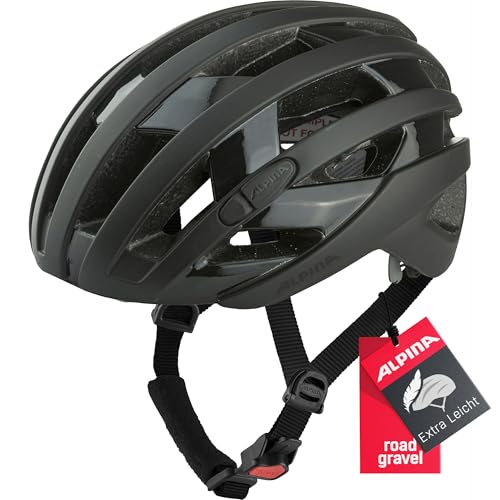 ALPINA RAVEL - Sicherer, Individuell Anpassbarer & Belüfteter Fahrradhelm Mit Fliegennetz Für Erwachsene, black matt, 55-59 cm von ALPINA