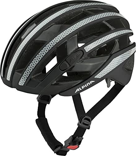 ALPINA RAVEL REFLECTIVE - Reflektierender, Optimal Sichtbarer & Sicherer Gravel Fahrradhelm Mit Optionalen LED-Licht Für Erwachsene, black gloss, 55-59 cm von ALPINA