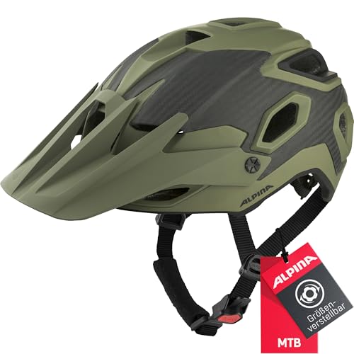 ALPINA ROOTAGE - Extrem Robuster, Carbonfaser-Verstärkter Enduro & Trail Fahrradhelm Mit Kühlenden Polstern Für Erwachsene, olive matt, 52-57 cm von ALPINA