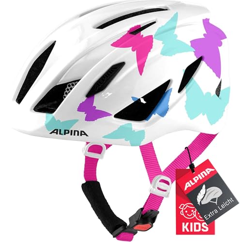 Alpina PICO - Leichter, Optimal Klimatisierter & Bruchfester Fahrradhelm Mit Fliegennetz Für Kinder, pearlwhite Butterflies Gloss, 50-55 cm Alpina PICO - Leichter, Optimal Klimatisierter & Bruchfester Fahrradhelm Mit Fliegennetz Für Kinder, pearlwhite Butterflies Gloss, 50-55 cm von ALPINA